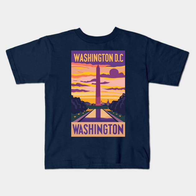 A Vintage Travel Art of Washington DC - US Kids T-Shirt by goodoldvintage